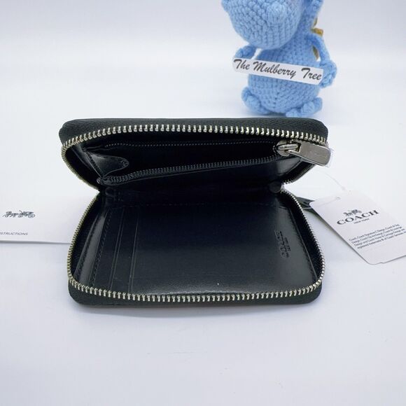 Coach F30308 Small Zip Around Wallet In Signature Canvas Black Grey Smoke Logo - Picture 4 of 6